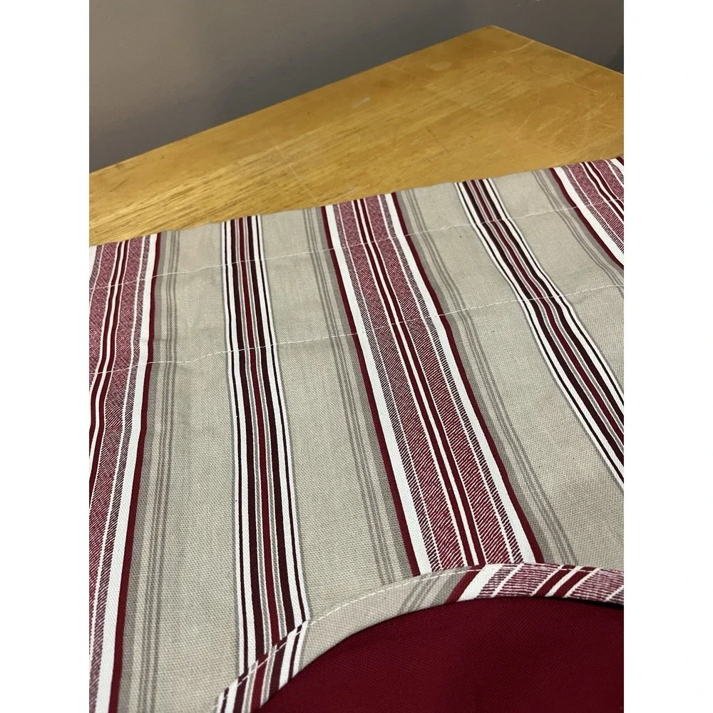 Vtg JCPenney Scalloped‎ Red Beige Striped Valance 82x19